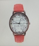 Stylis unisex Quartz watch spijkerstof roze Watch news paper
